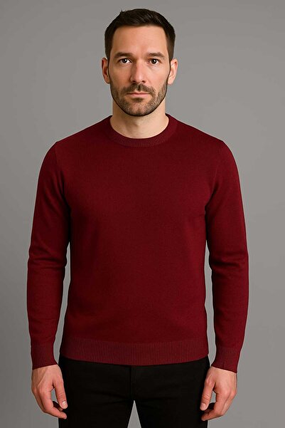 ANATOLIATEKSTILE Men's Thin Knit Sweater - Classic Model, Round Collar, Casua...