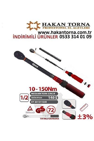HakanTorna HT- ARM 1/2 10-150Nm Cırcırlı Tork Kolu Anahtarı
