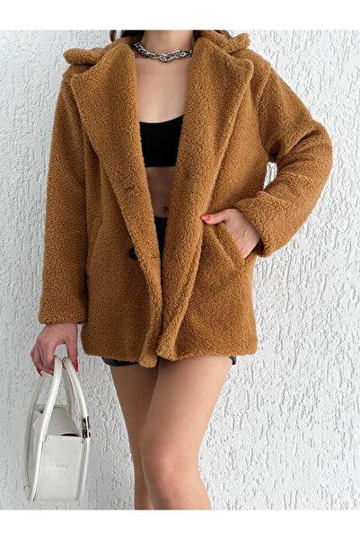 İkmal Dört Düğme Peluş Mont Astarsız