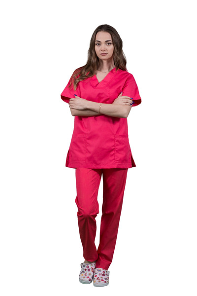 Masstex Unisex medical blouse made of terry cloth – FUCHSIA