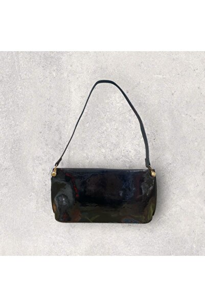 Miss Poem Women's Shiny Black Shoulder Bag