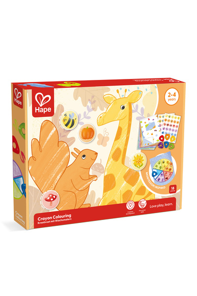 Hape Set creativ, Hape, Colorat cu creioane, 18 piese