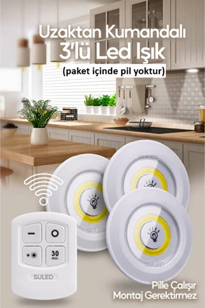 crt 2W 3 LÜ ŞARJLI PİLLİ KUMANDALI (KORİDOR-DOLAP-KABİNET ) ARMATÜR 6500K