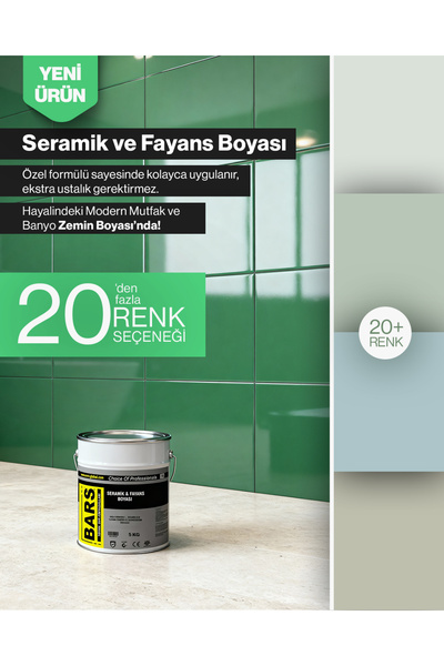 BARS Seramik & Fayans Boyası İç Mekanlar Zemin ve Duvar Dönüşüm Boyası 5 Kg