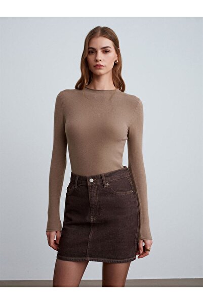 Dilvin 10840 Kayık Yaka Kaşmir Karışımlı Kazak-K.Vizon M.