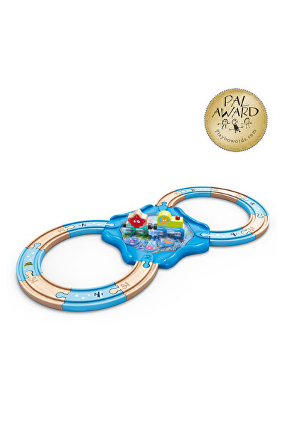 Hape Jucarie din lemn - Tren de jucarie cu animale marine (15 piese)