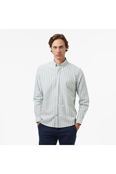 Nautica Erkek Yeşil Classic Fit Çizgili Gömlek