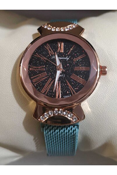 Produse.Top Ceas Dama Casual cu bratara magnetica turquoise si cadran cu scli...