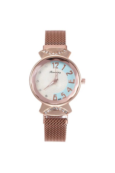 Produse.Top Ceas Dama Casual cu bratara magnetica si cadran in doua culori si strasuri gold QUARTZ CDQZ067