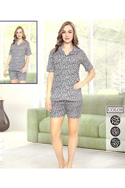 Produse.Top Pijamale dama cu nasturi din 2 piese cu bluza si pantaloni scurti...