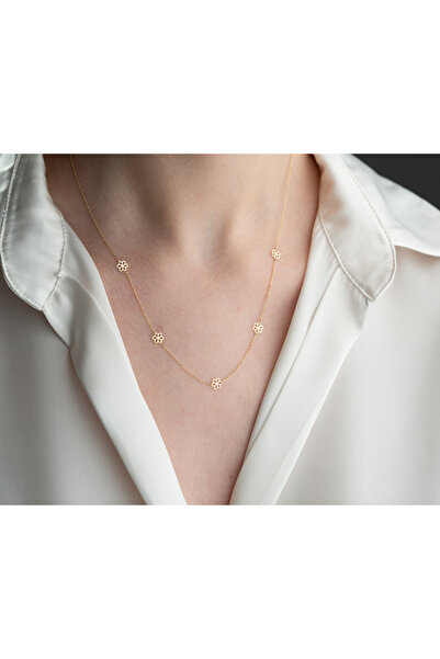 ADOR ALTIN 5'Lİ ÇİÇEK KOLYE