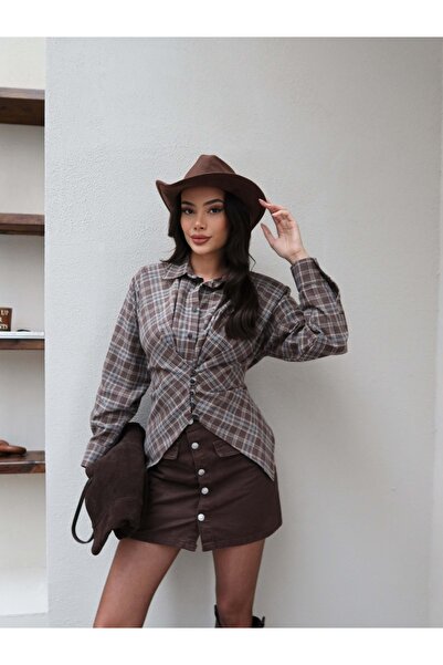 ESRAHELVACI Shoulder Pad Plaid Design Shirt