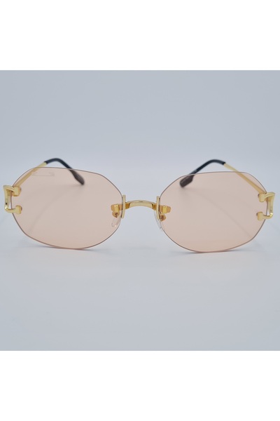 Produse.Top Ochelari de soare, barbatesti, aurii, cu lentila roz Matteo Ferari, + toc si laveta GRATIS UV400 OS