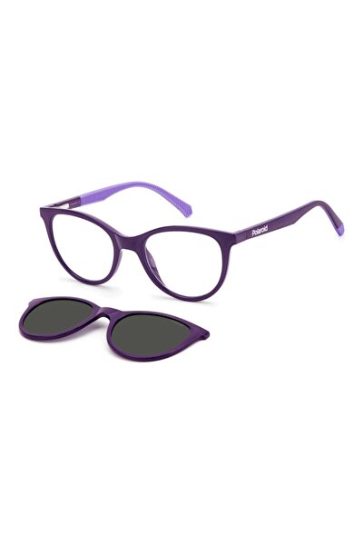 Polaroid Kids PLD 8051/CS 789/M9 Clip-On Eyeglass Frames for Women, Plastic, Purple, 47 mm