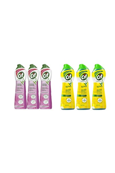 Cif Set 6 x Variety, 3 x Cream Solutie Univ 500ml Pink, 3 x Cream Solutie Universala 300g Lemon