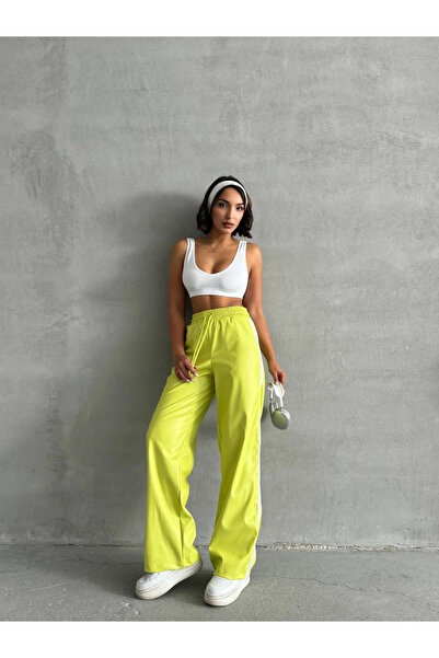 Butik Striped leather pants green h26430