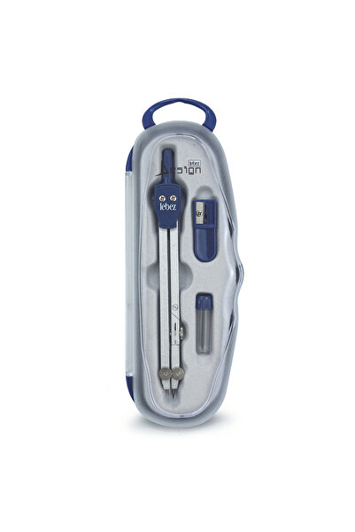 Lebez Trusa compas scolar din metal satinat cu deschidere rack, cu 3 accesori...