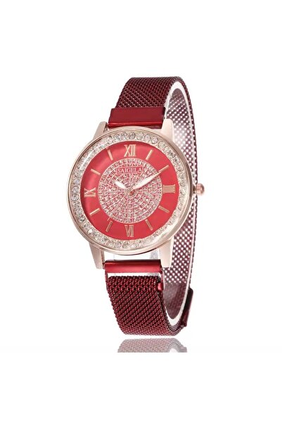 Produse.Top Ceas Dama Elegant rosu cu bratara magnetica Collection QUARTZ CDQ...