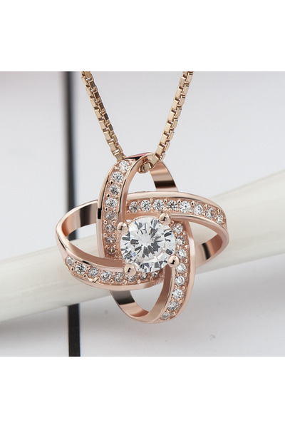 Produse.Top Colier dama rose gold cu inimioara si strasuri COL044