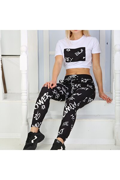 Produse.Top Trening Dama Fashion negru cu bluza scurta si pantaloni cu talie ...