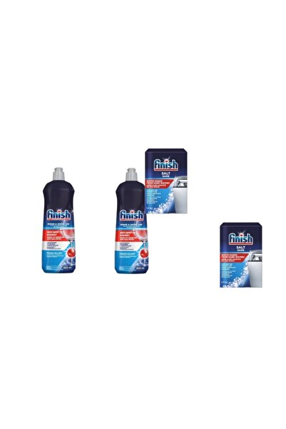 Finish Variety Set: 2x Dishwasher Salt 1.5kg + 2x Rinse Aid 800ml