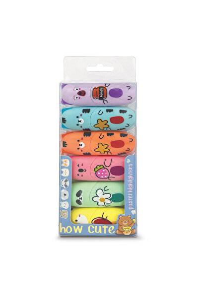 Lebez Set Marker evidențiator, How Cute, 6 culori pastel (6 buc/blister), cop...