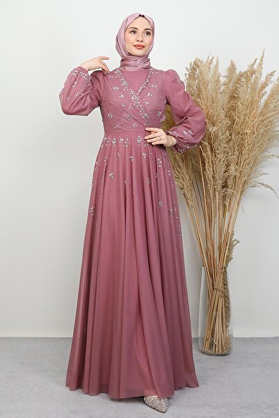 GİYZAMİLA Rochie de seară din tul drăguț roz moale