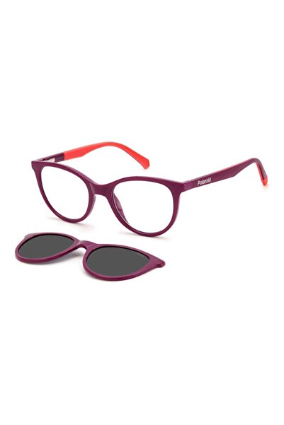 Polaroid Kids PLD 8051/CS B3V/M9 clip-on polarized glasses frames, Purple, Oval, 47 mm