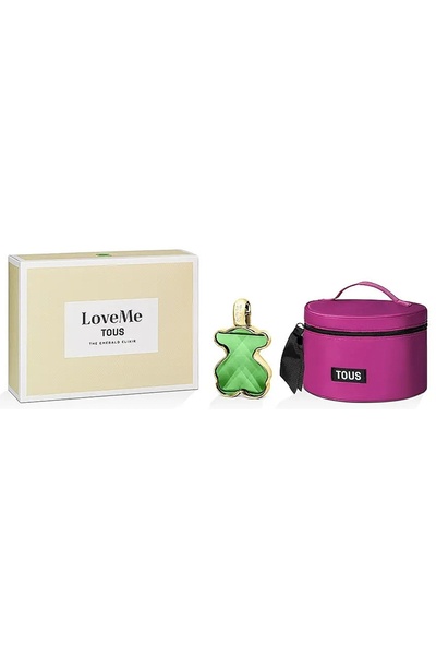 Tous مجموعة عطر Loveme The Emerald Elixir للنساء، 90 مل + حقيبة زينة