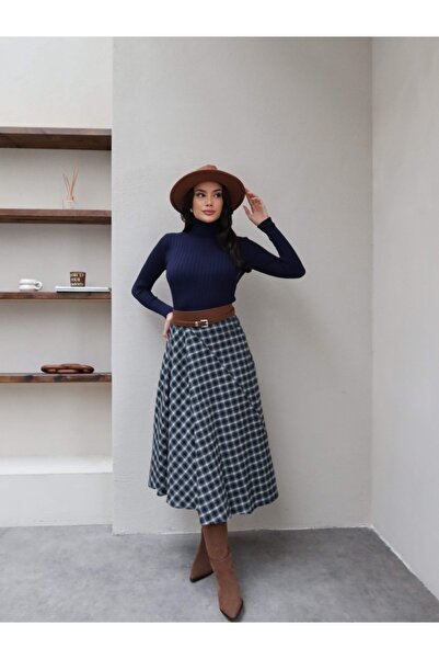 ESRAHELVACI Design Plaid Pattern Asymmetrical Skirt