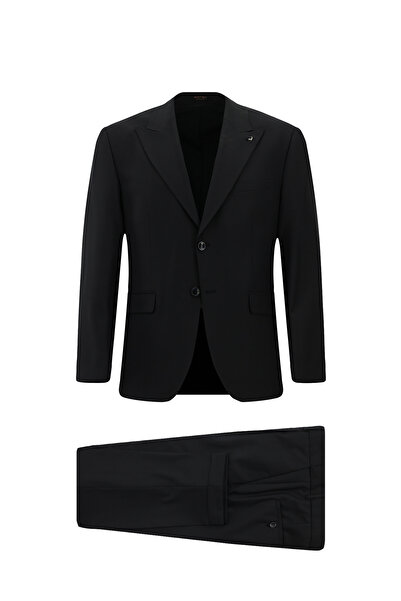 Abdullah Kiğılı Regular Fit Pointed Collar Plain Dobby Wool Classic Suit