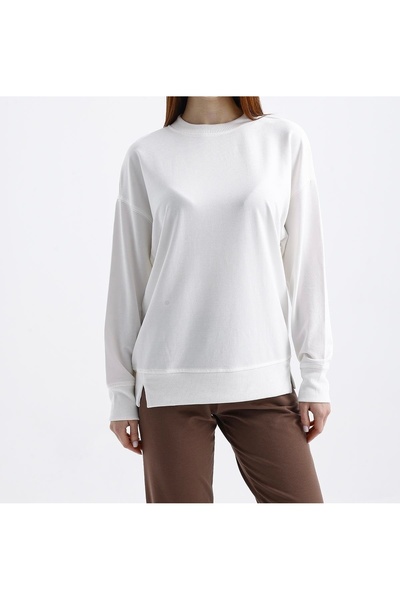 Butik Basic Bisiklet Yaka Ribanalı Sweatshirt