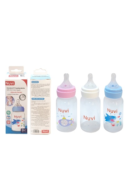 Nuvi Standard PP Plastic Feeding Bottle 3m+, 240ml Assorted