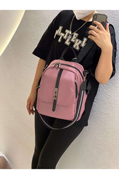 Produse.Top Geanta rucsac dama fashion roz prafuit din material textil imperm...