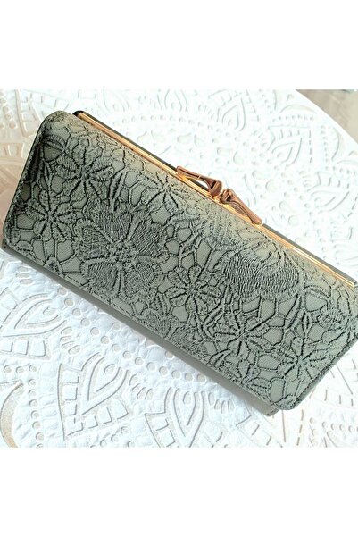 Produse.Top Portofel elegant Verde inchis din piele ecologica cu clapeta dant...