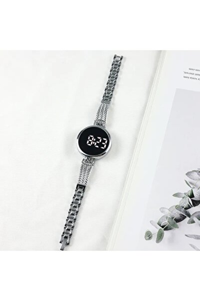 Produse.Top Ceas Electronic Fashion LED argintiu cu touch screen bratara vint...