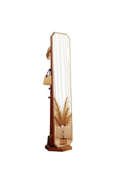 NKX Antique-Style Rotating Full-Length Mirror with Integrated Coat & Storage Rack – Unique Shaped Floor