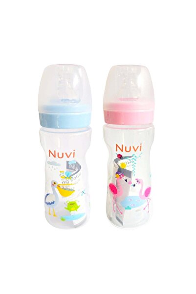 Nuvi Wide Neck Streamline Plastic Feeding Bottle 240ml - Assorted