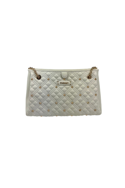 TWINSET Geantă de mână din piele ecologică cu mâner dublu și închidere cu fermoar, Milano