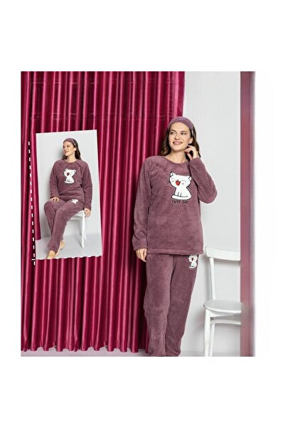 Produse.Top Pijama Cocolino Dama Verde cu imprimeu pisica si Masca Somn PJD103