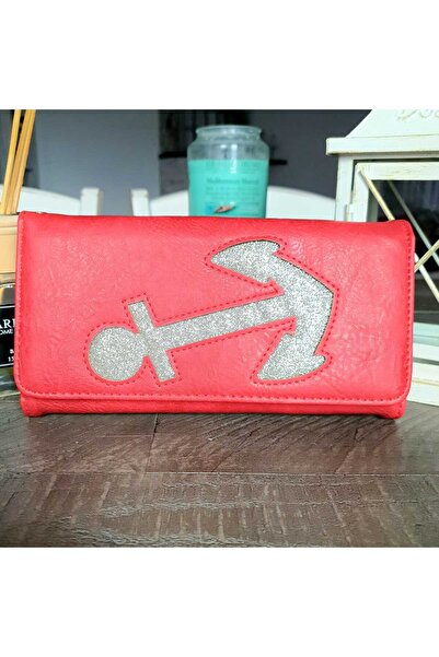Produse.Top Women's red wallet made of eco-leather and anchor design acpt011