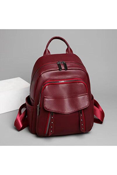 Produse.Top Rucsac dama grena fashion din piele ecologica cu multiple buzunare ACRD351