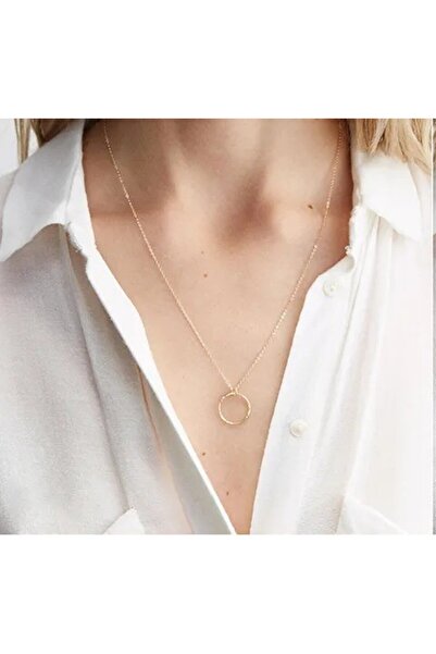 Produse.Top Colier dama auriu placat cu aur roz de 14 k si pandativ cerc COL109