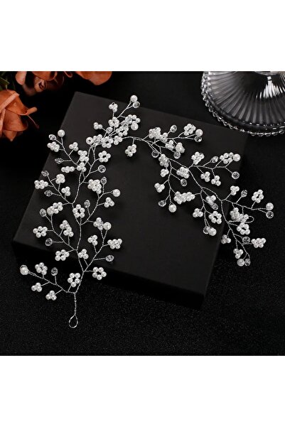 Produse.Top Bentita, coronita par mireasa decorata cu perle albe si elemente translucide BPM11