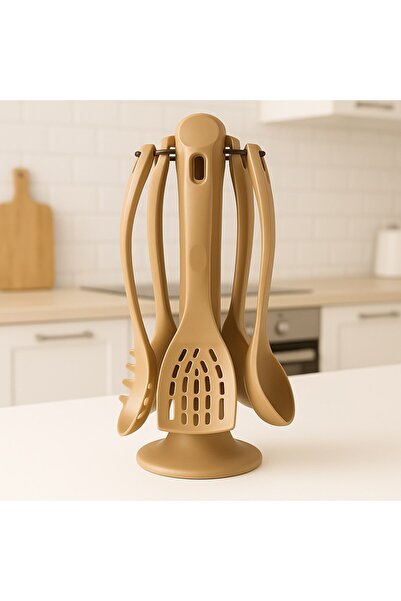 Brillant طقم تقديم الطعام البارد مكون من 6 قطع - طقم ملاعق تقديم وملعقة تقليب مع حامل ثابت