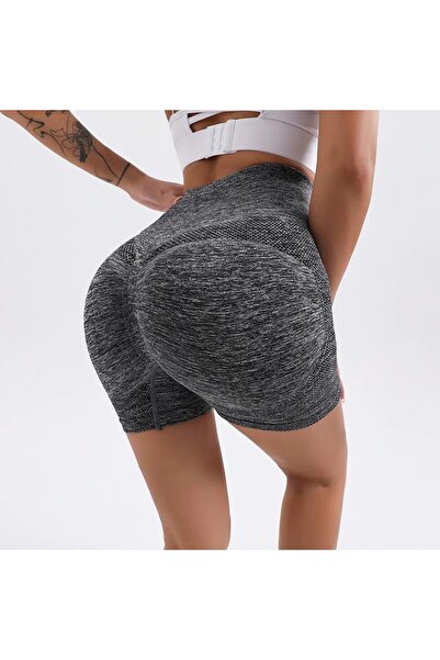 Produse.Top Colanti Dama Sport scurti de vara gri cu talie inalta CDFIT077