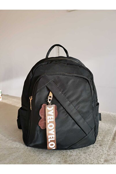 Produse.Top Rucsac fashion negru din material textil impermeabil si breloc fashion cu ursulet ACRD257