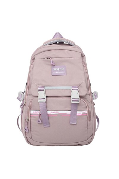 Produse.Top Ghiozdan tip Rucsac mov-lila din material textil impermeabil cu buzunare multiple si catarame ACRD37