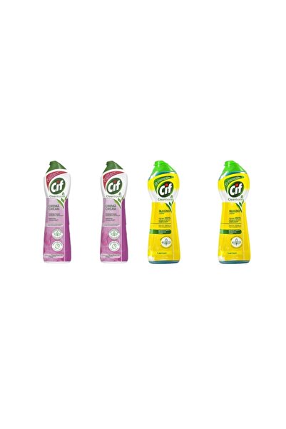 Cif Set 4 x Variety, 2 x Cream Solutie Universala 500ml Pink, 2 x Cream Solutie Univ 300g Lemon