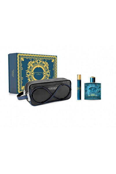 Versace Eros For Men Set Eau De Parfum 100ml + Eau De Parfum 10ml + Black Pouch